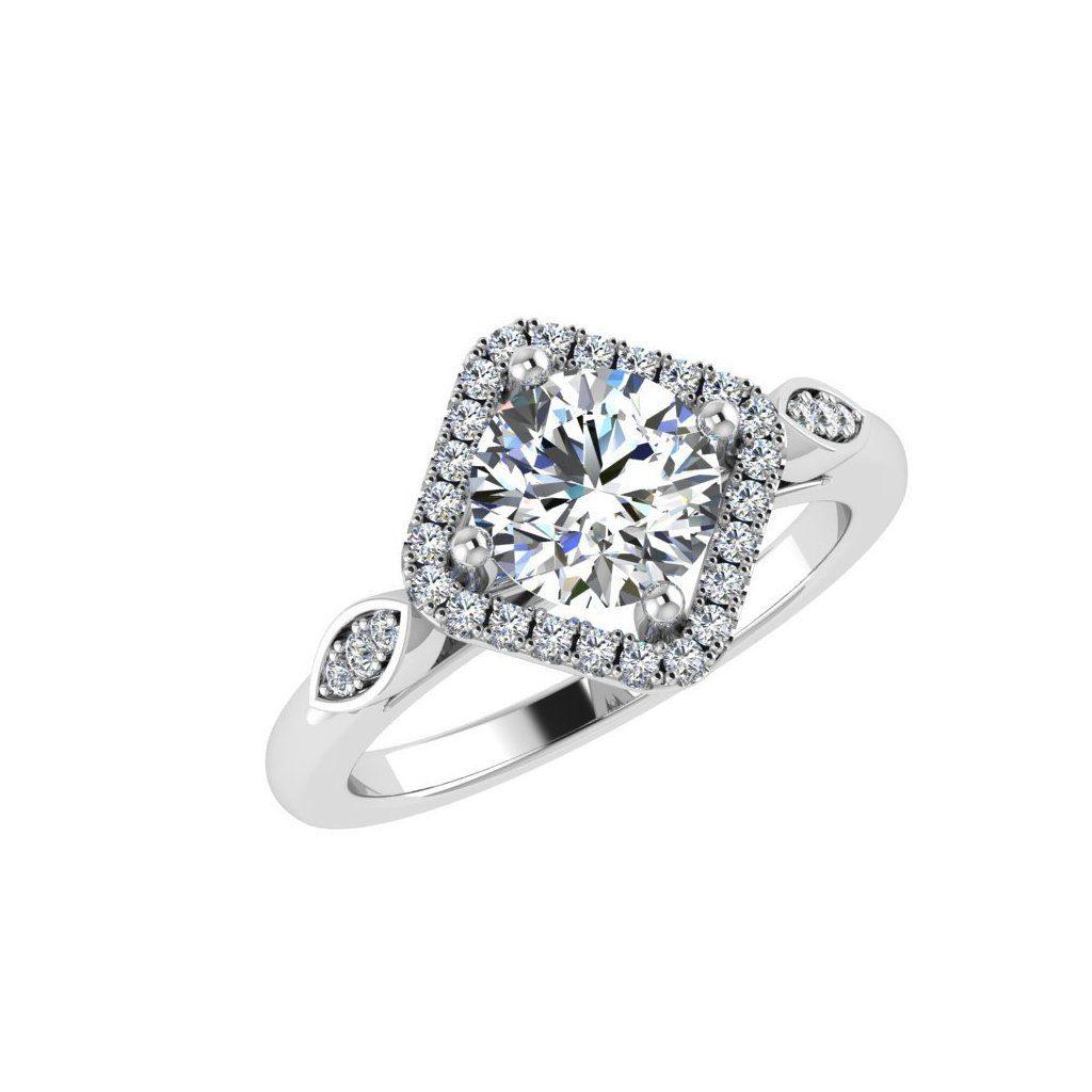Diamond Halo Marquise Sides Engagement Ring - Thenetjeweler