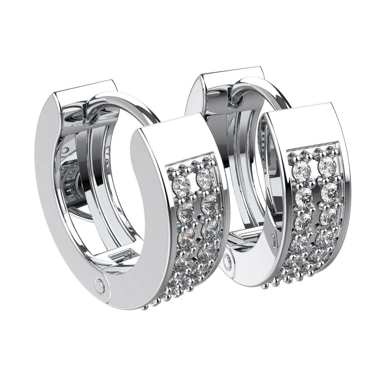 Double Row Pave Huggie Earrings 14K Gold - Thenetjeweler