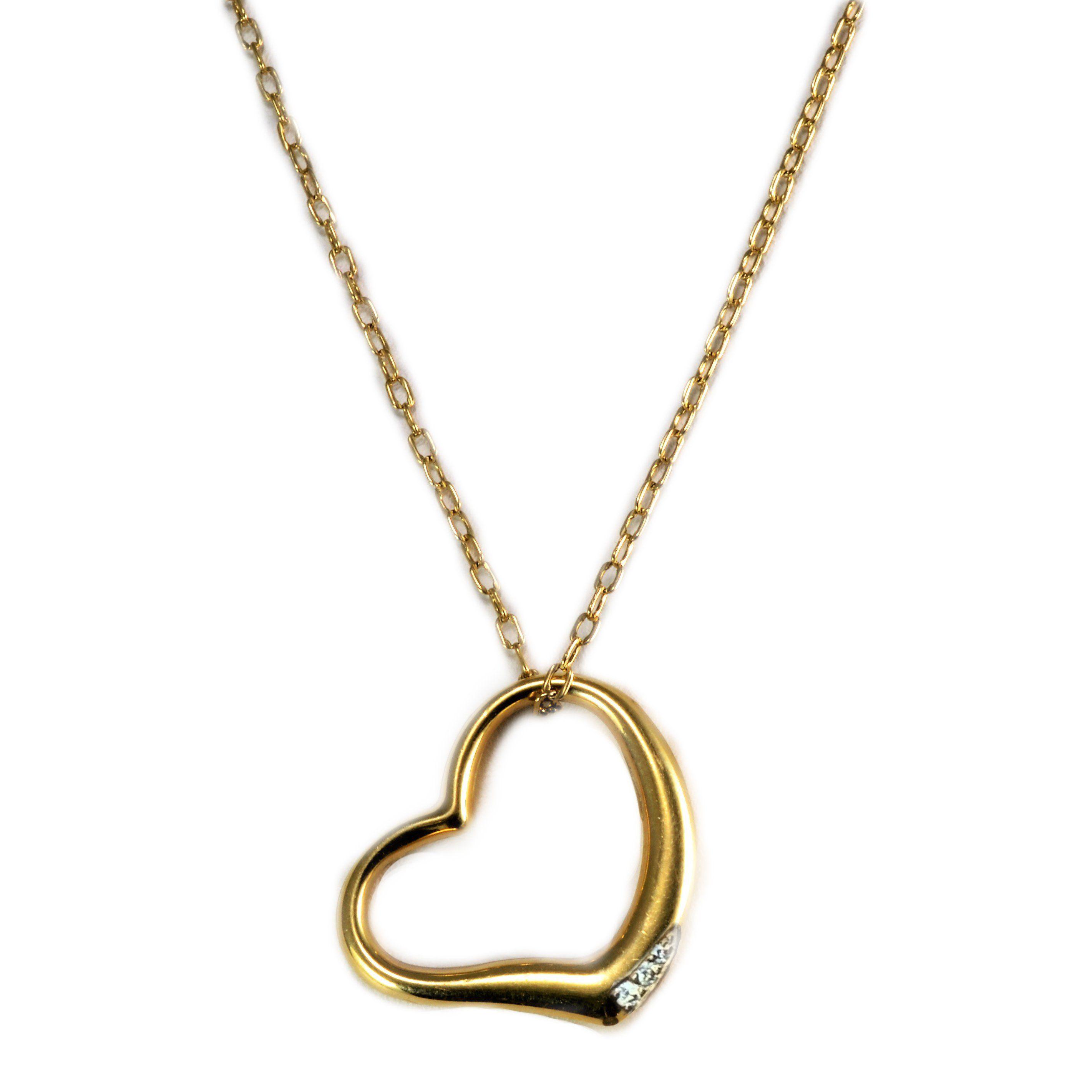 Open Heart Pendant 18K Gold 0.10 cwt Diamonds - Thenetjeweler