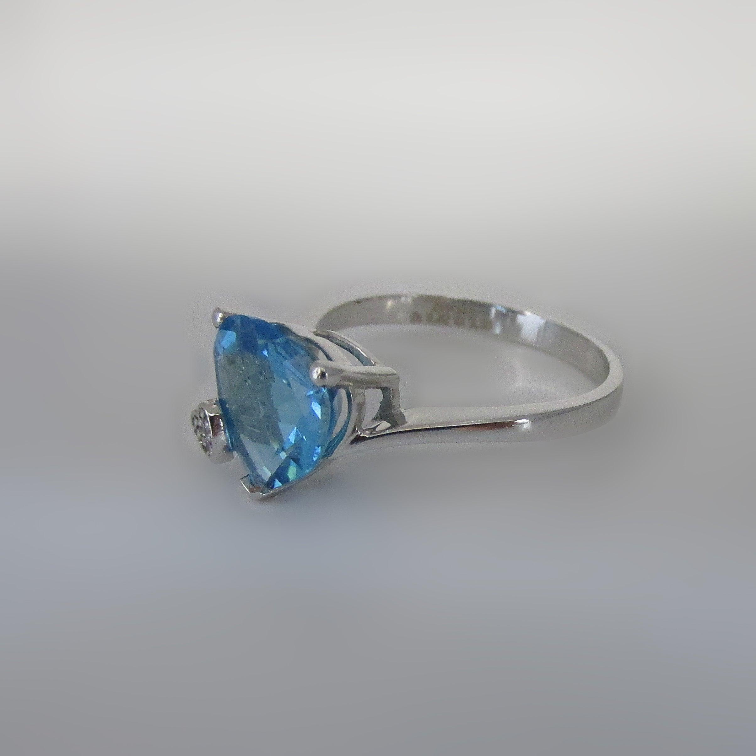 Heart Shaped Blue Topaz Ring - Thenetjeweler