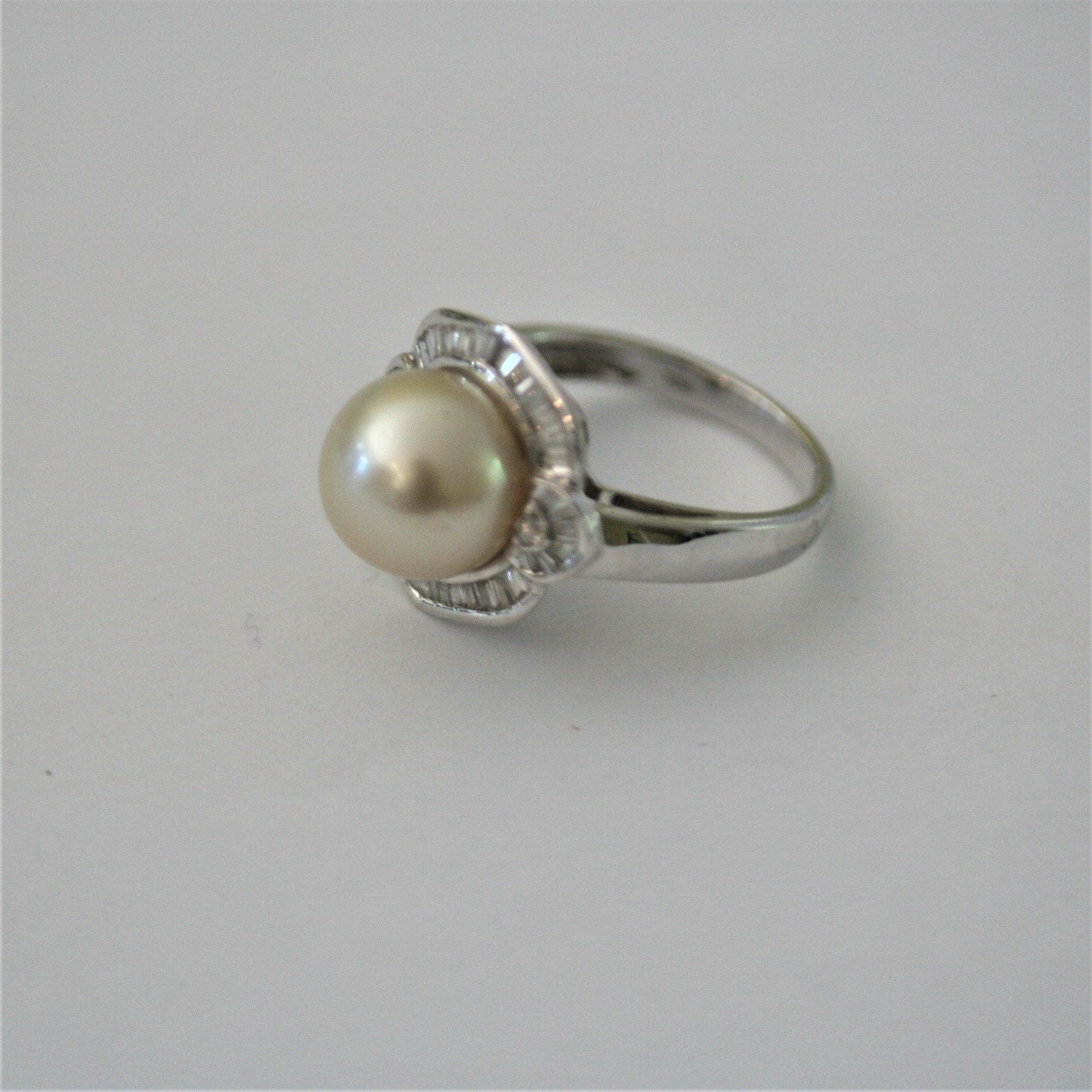 10mm South Sea Pearl and Diamond Ring 18k Gold - Thenetjeweler