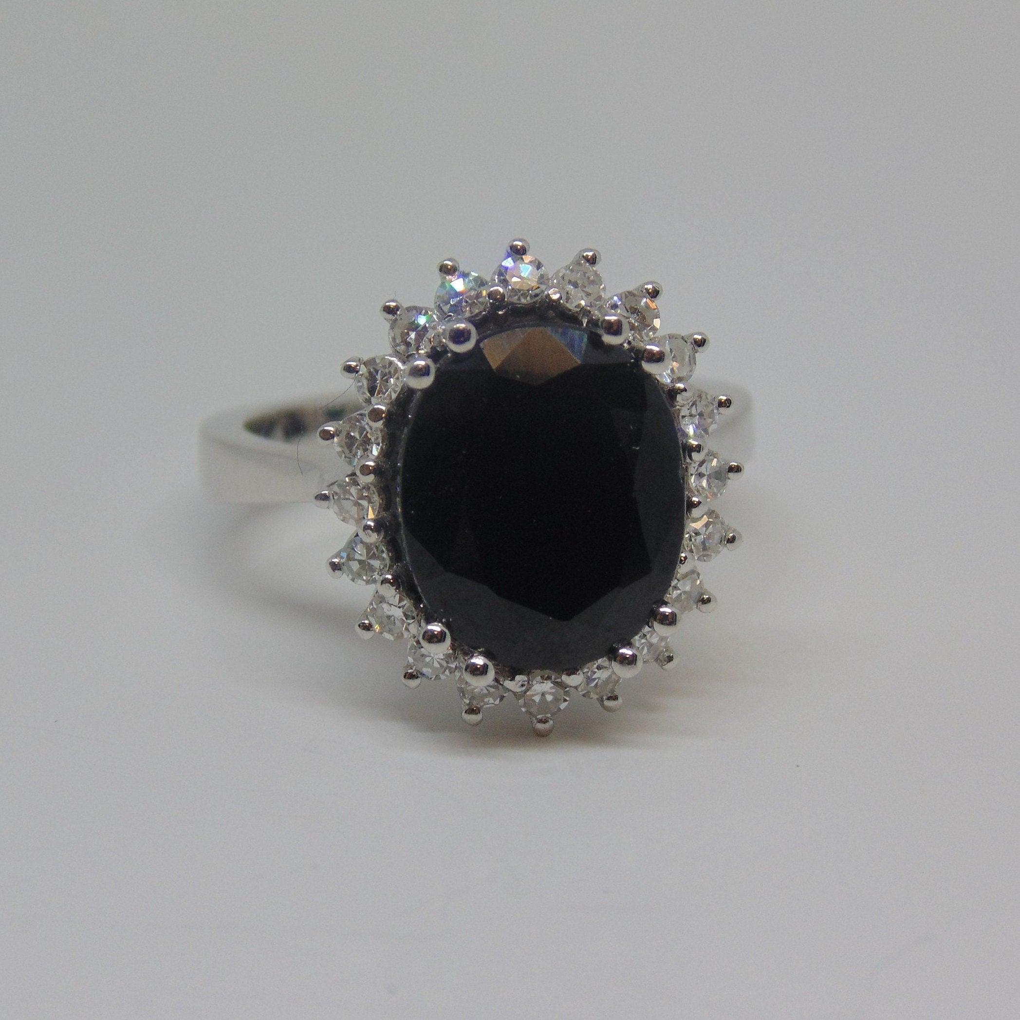 8 carat Blue Sapphire Diamond Cluster Engagement Ring - Thenetjeweler
