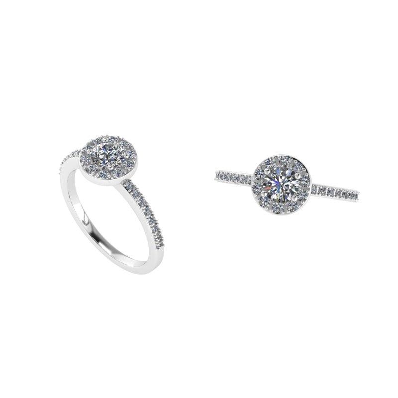 Round Lab Diamond Halo Diamond Engagement Ring 0.58 ct. tw. - Thenetjeweler