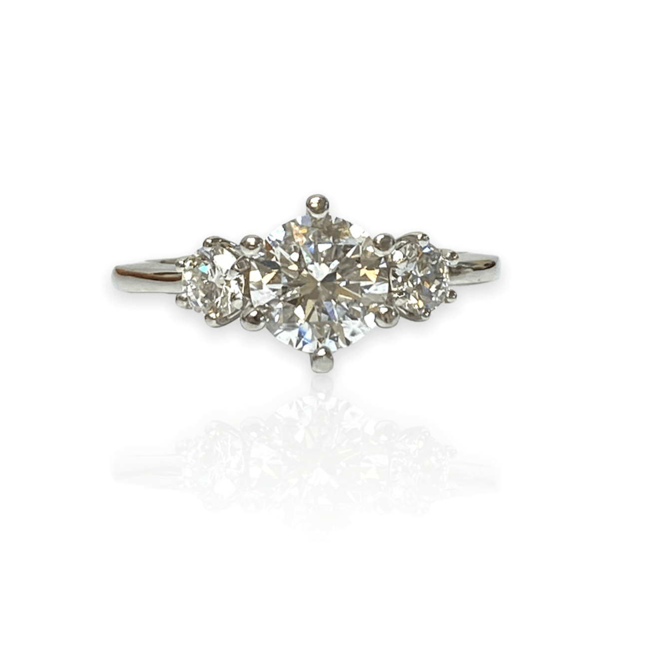 1.80 CTW Round Diamond 6-Prong Three-Stone Engagement Ring - Thenetjeweler