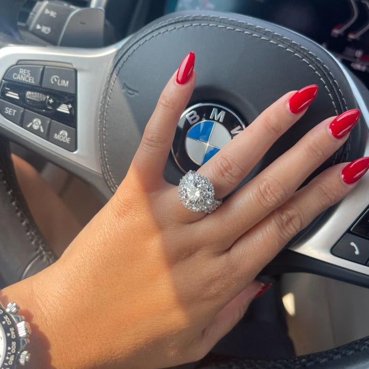 4 Carat Round Diamond Engagement Ring and Eternity Band 18K - Thenetjeweler