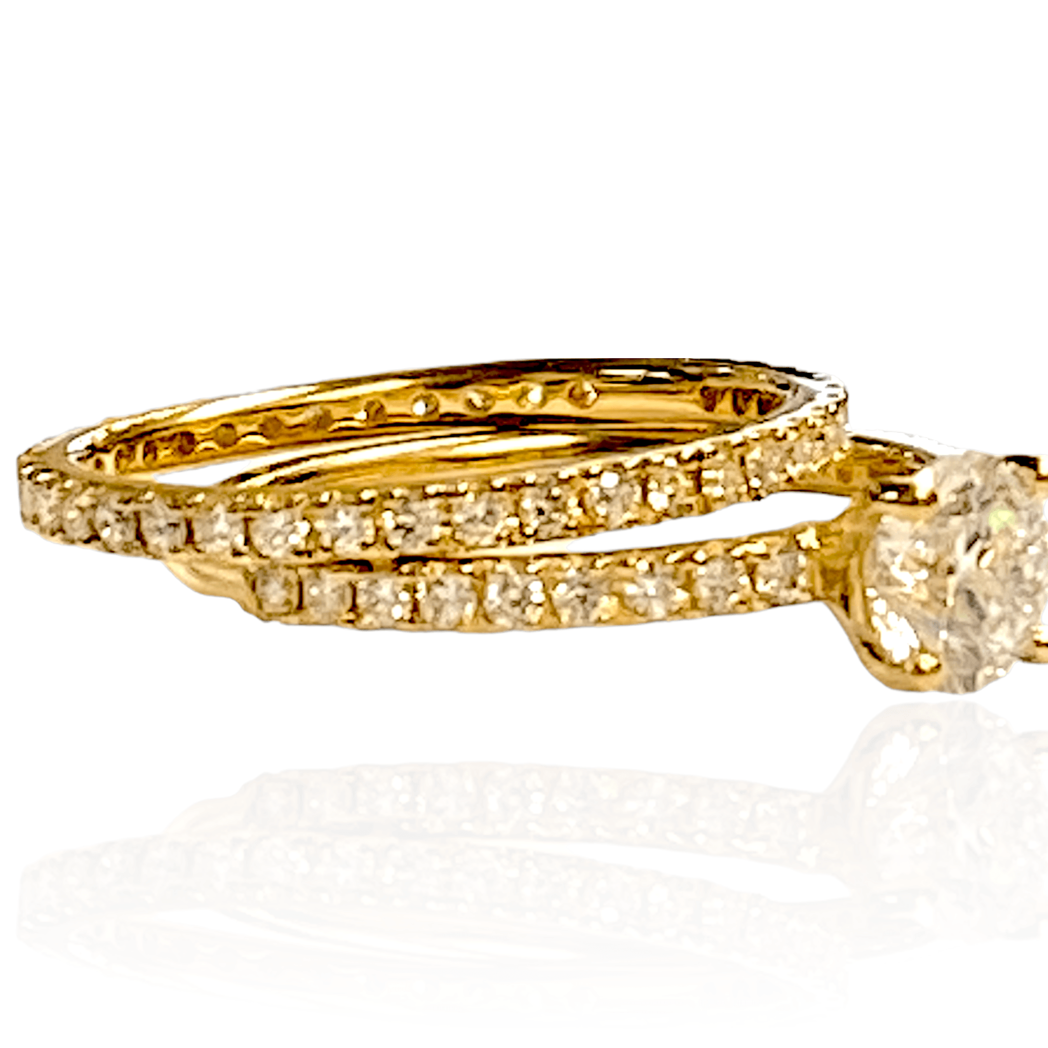 14K Yellow Gold 1.00 carat Diamond Bridal Set - Thenetjeweler
