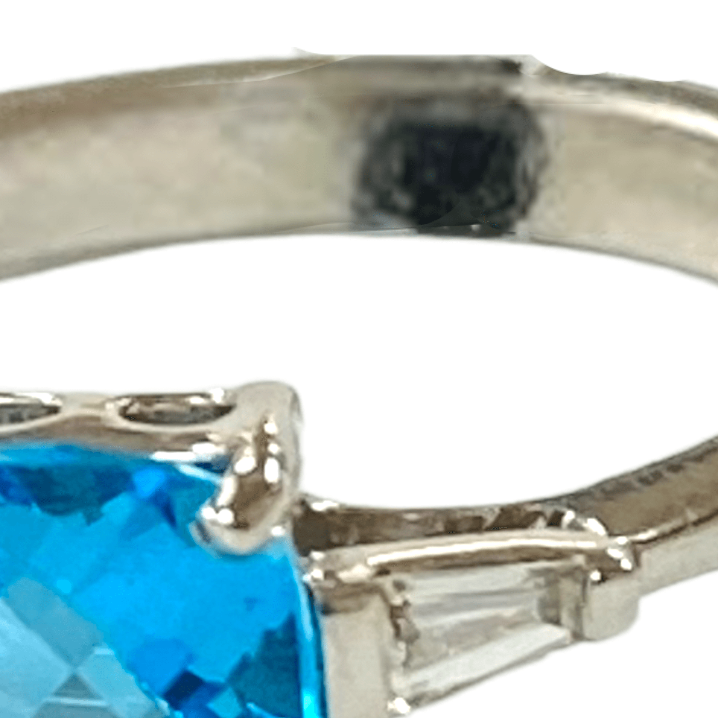 Blue Topaz Diamond Ring 14K White Gold - Thenetjeweler