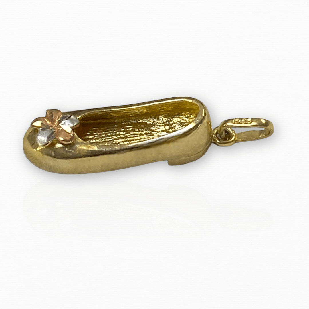 14k Gold Shoe Charm with Bow - Thenetjeweler