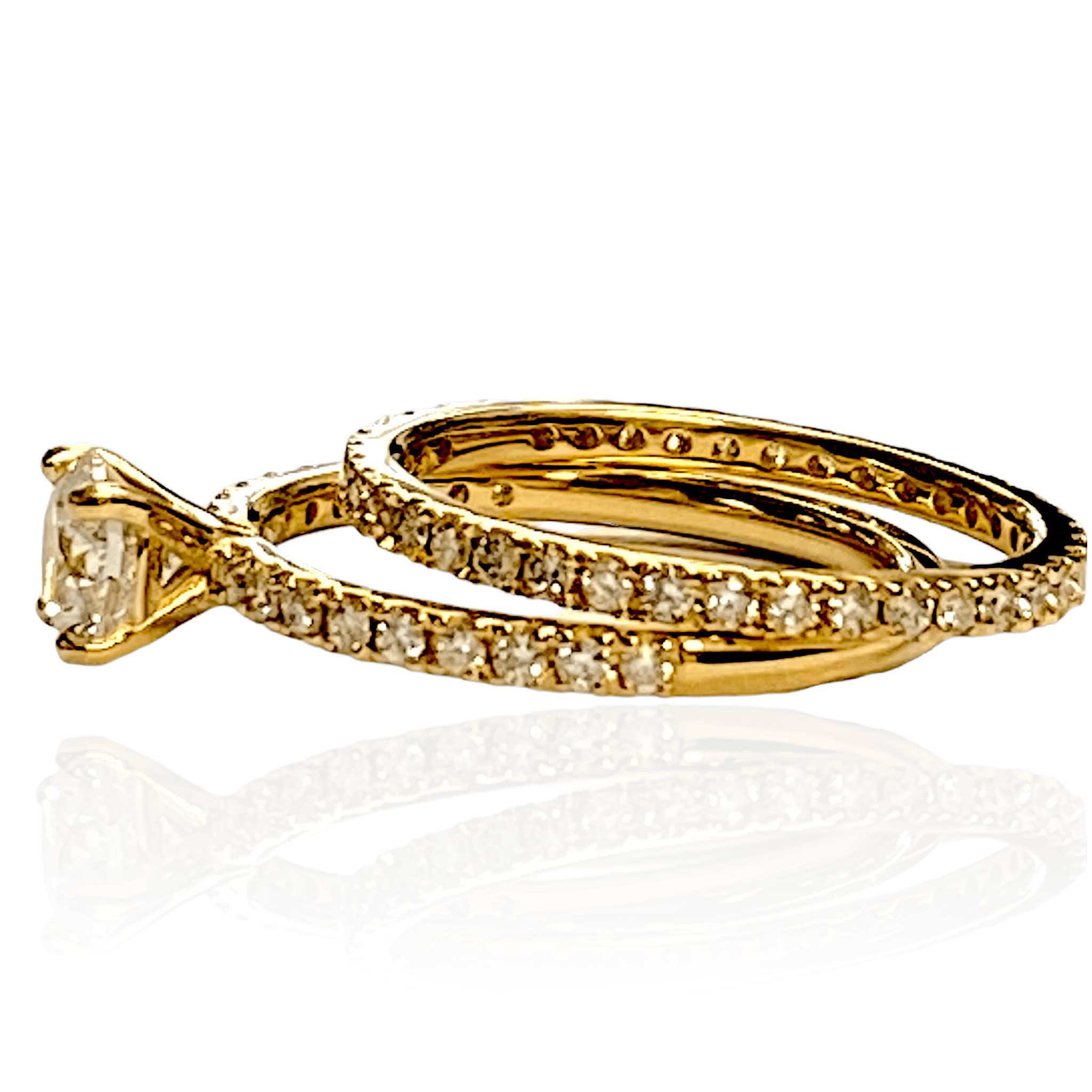 14K Yellow Gold 1.00 carat Diamond Bridal Set - Thenetjeweler