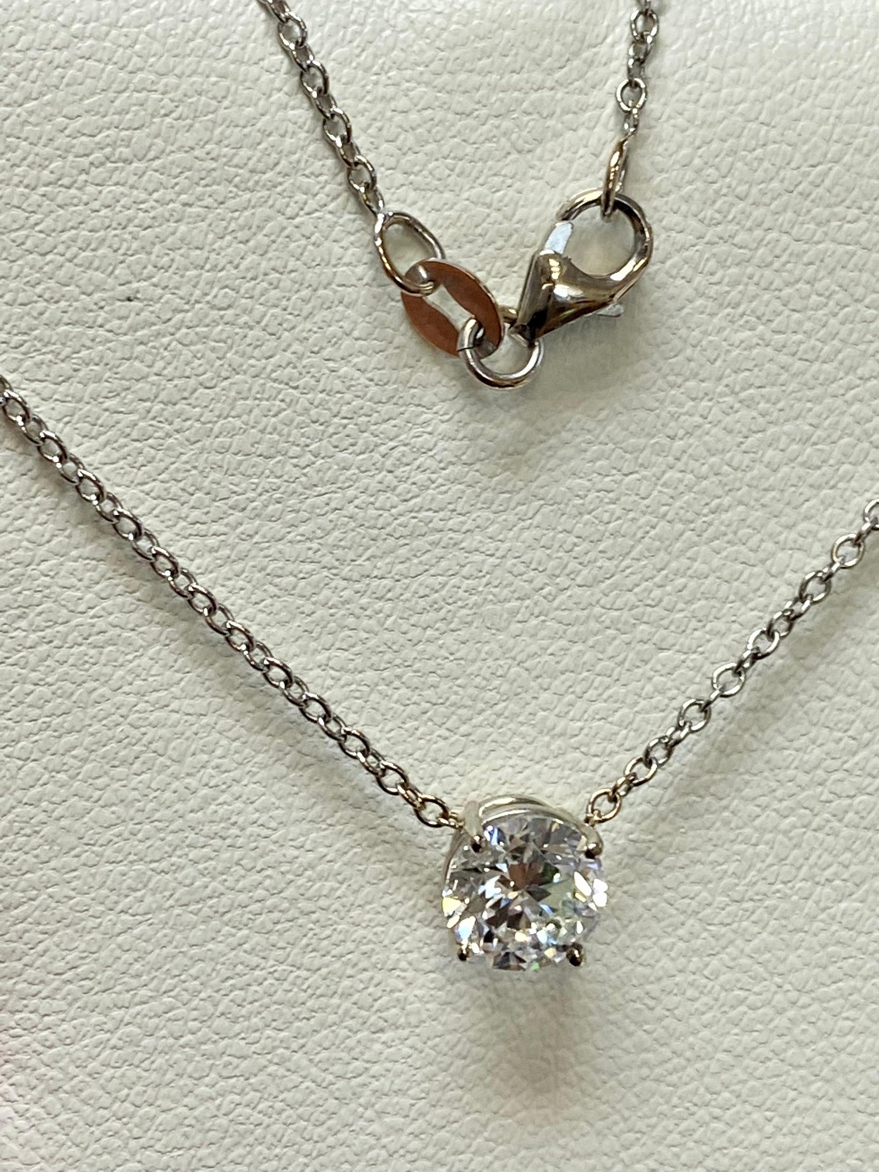 1 carat lab diamond solitaire pendant in 14k white gold - Thenetjeweler
