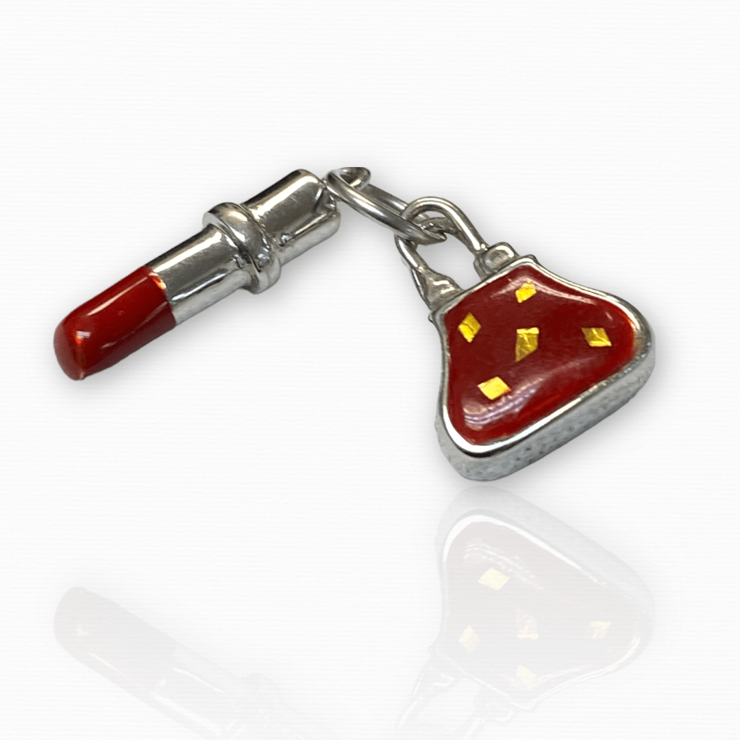 14k Gold Red Lipstick and Purse Charms - Thenetjeweler