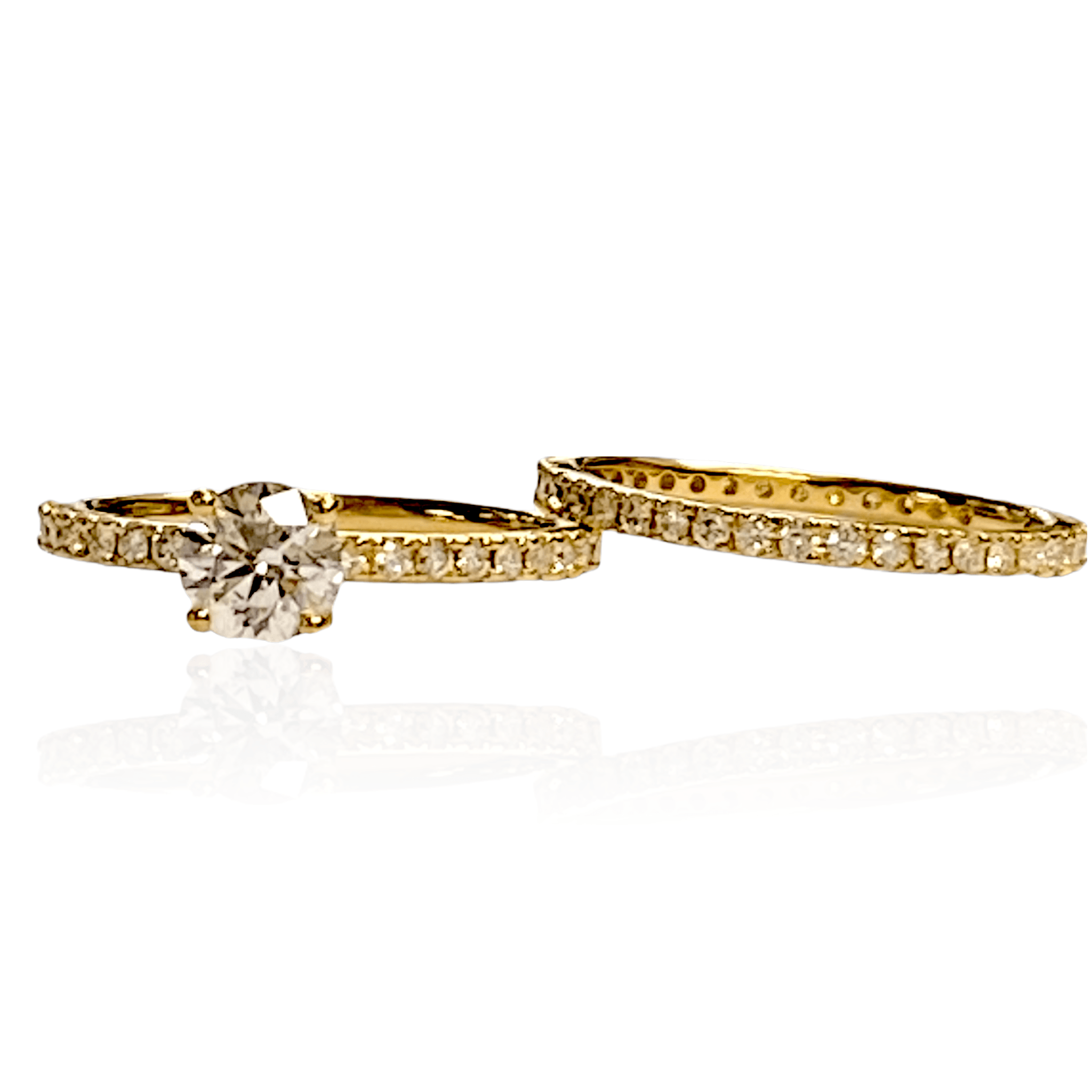 14K Yellow Gold 1.00 carat Diamond Bridal Set - Thenetjeweler