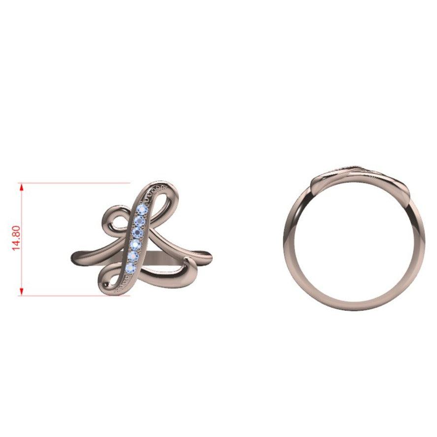 Diamond Initial Ring - Thenetjeweler