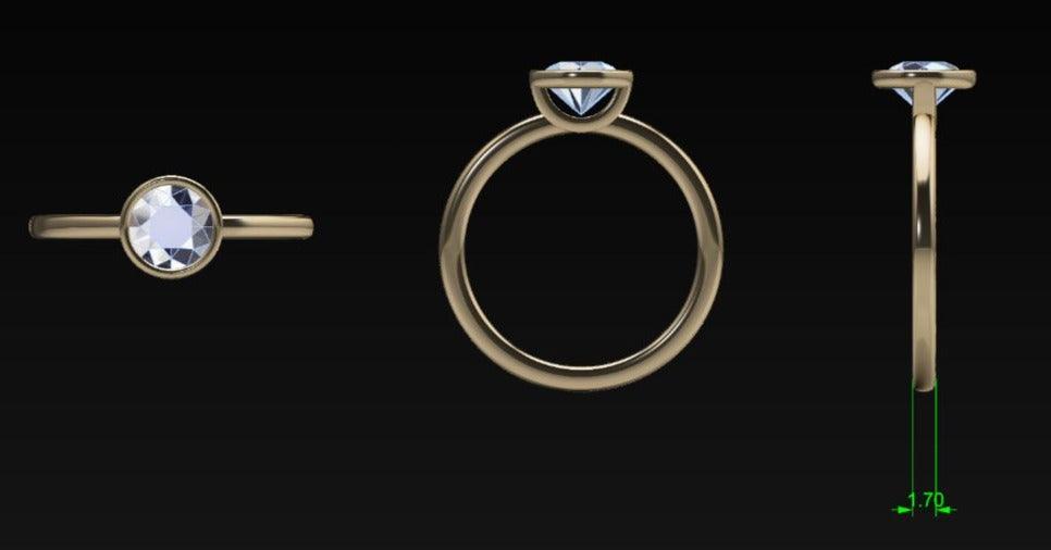 Bezel Set Diamond Solitaire Engagement Ring - Thenetjeweler