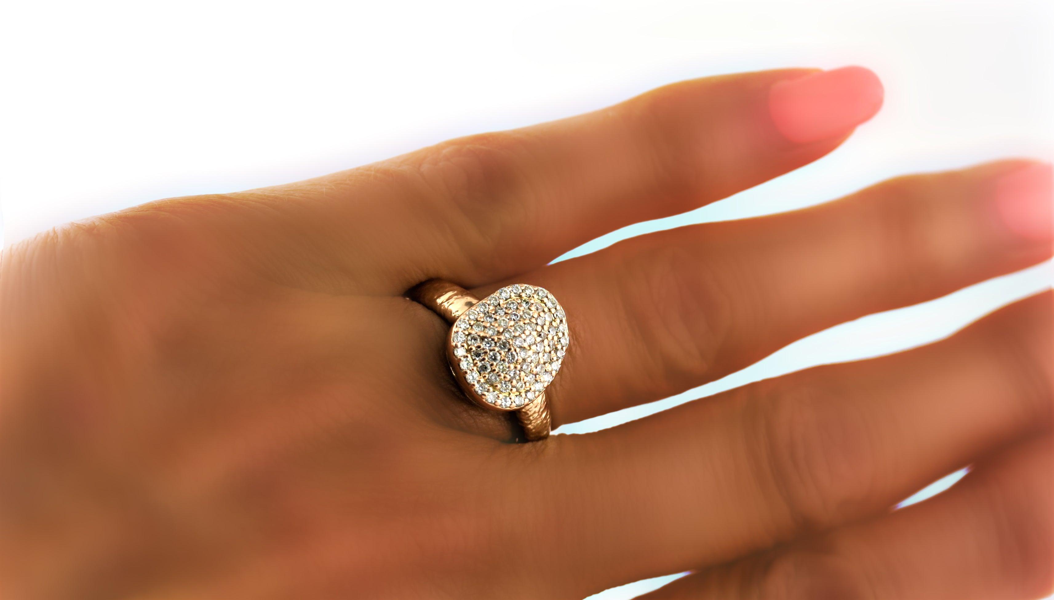 Pave Diamond Rose Gold Textured Finish - Thenetjeweler