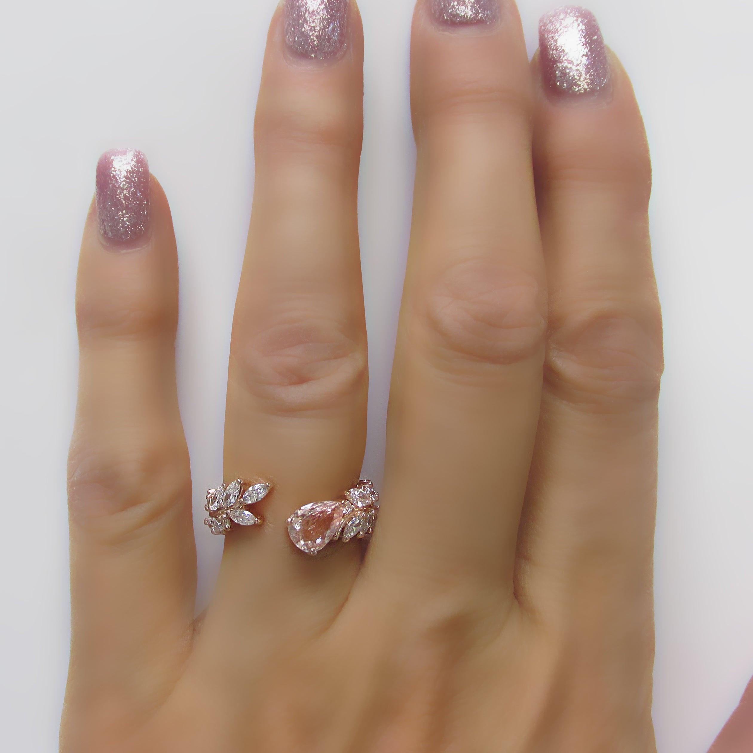 Morganite and Diamond Ring 14K Rose Gold - Thenetjeweler