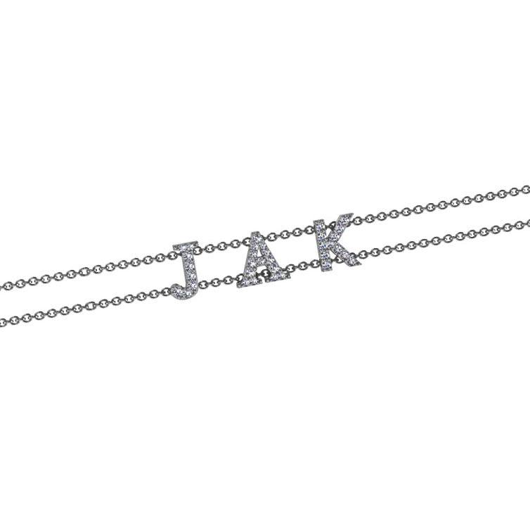 Family Initial Bracelet White Gold with Diamonds - Thenetjeweler