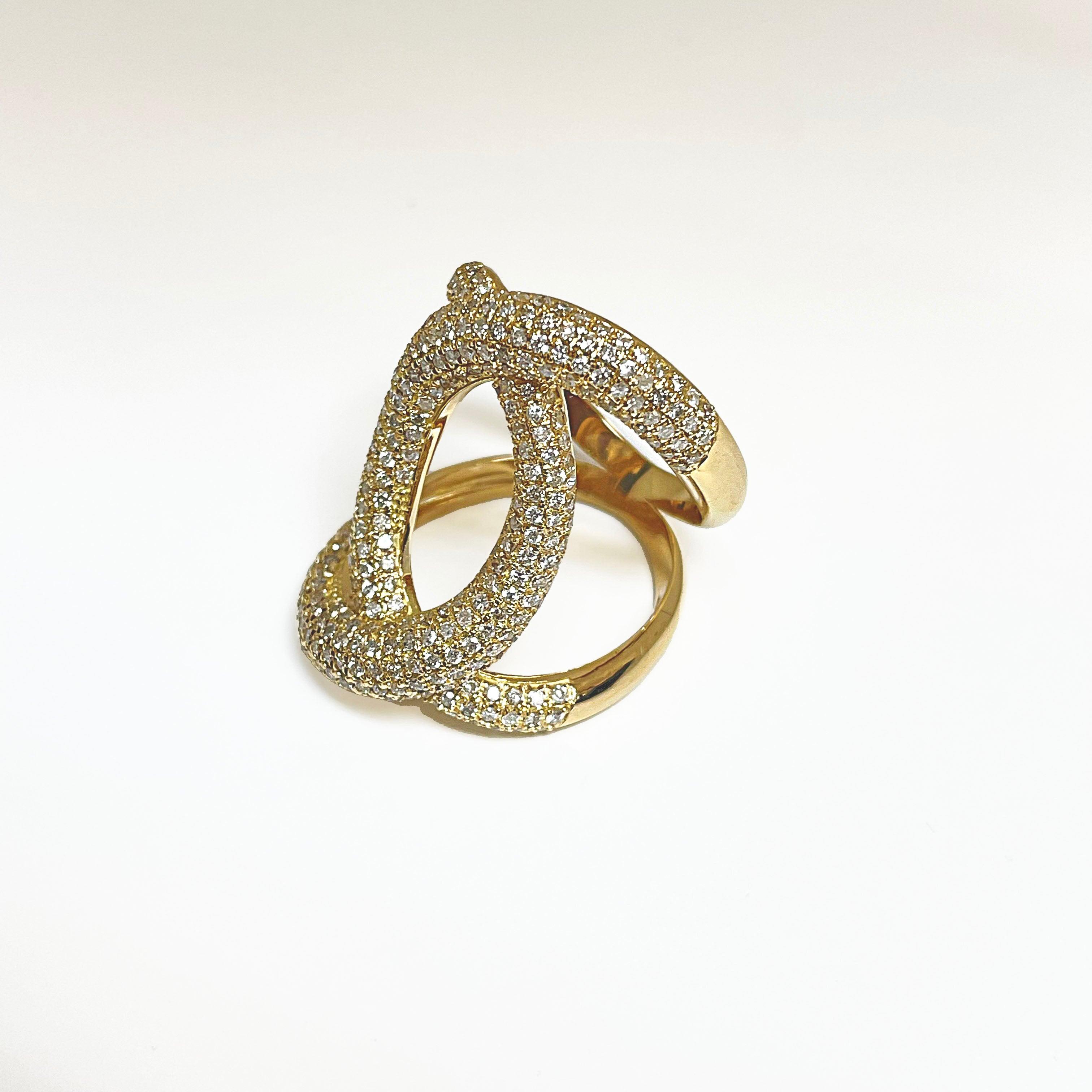 Diamond Crossover Ring Yellow Gold - Thenetjeweler