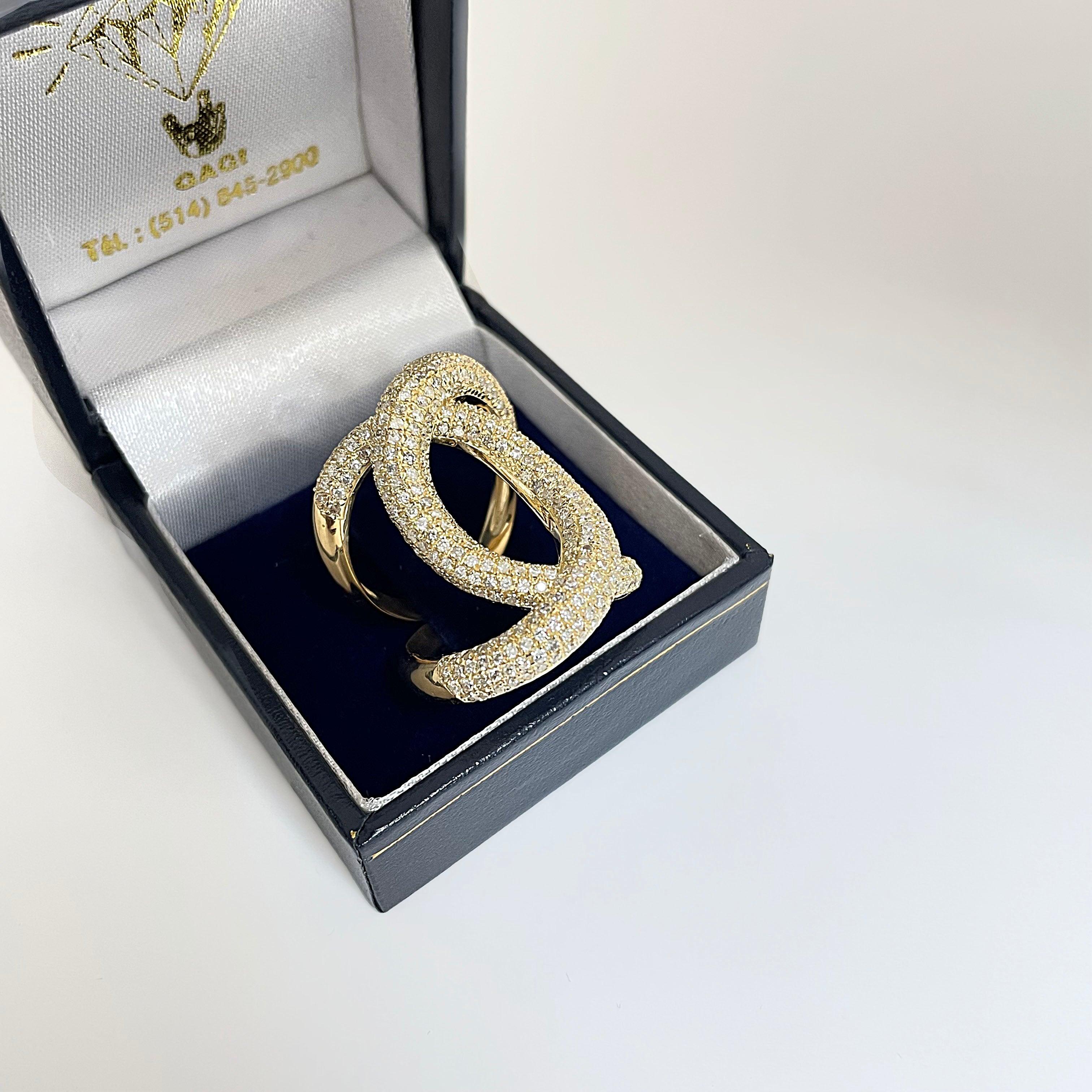 Diamond Crossover Ring Yellow Gold - Thenetjeweler