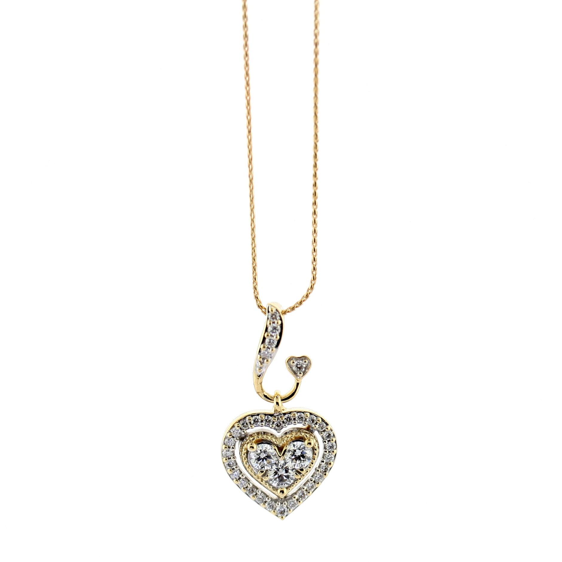 Diamond Double Heart Pendant Necklace - Thenetjeweler