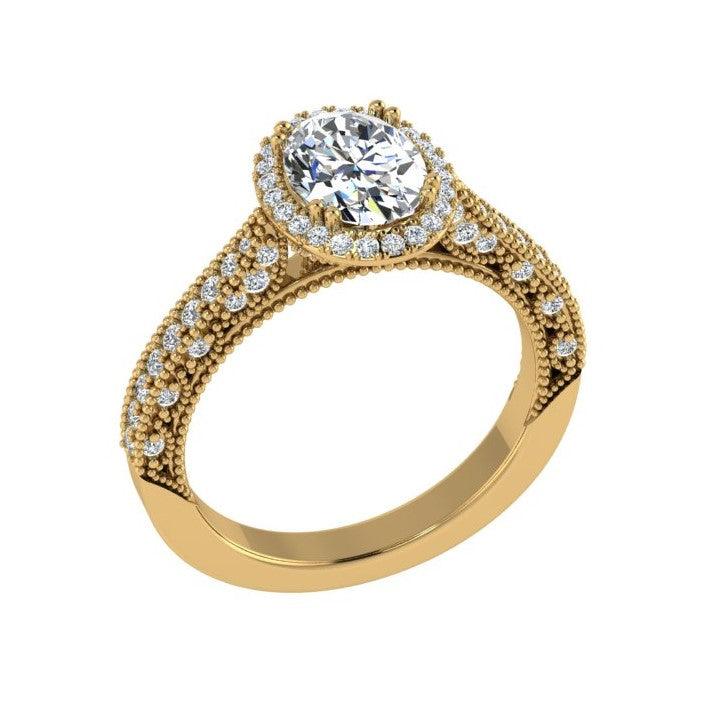 Milgrain Diamond Engagement Ring 18K Gold (0.36 CTW) - Thenetjeweler