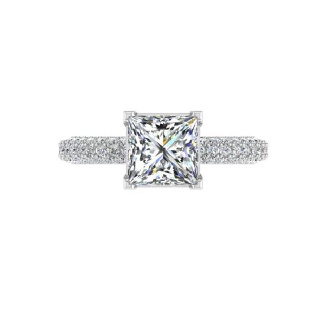Princess Setting Diamond Engagement Ring 18K Gold (0.60ct.tw.) - Thenetjeweler