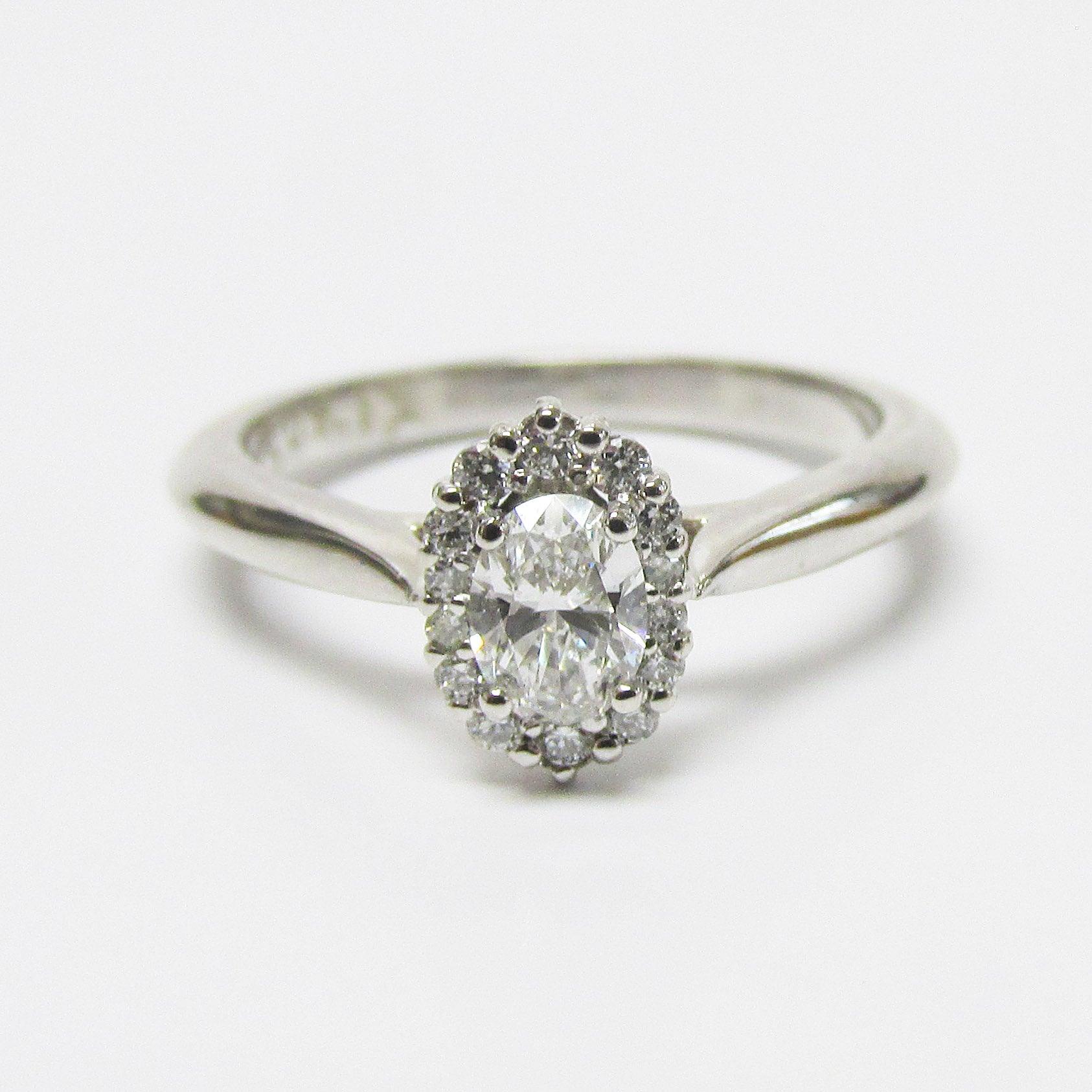 Lab Grown Oval Diamond Cluster Halo Engagement Ring 0.42 ctw - Thenetjeweler