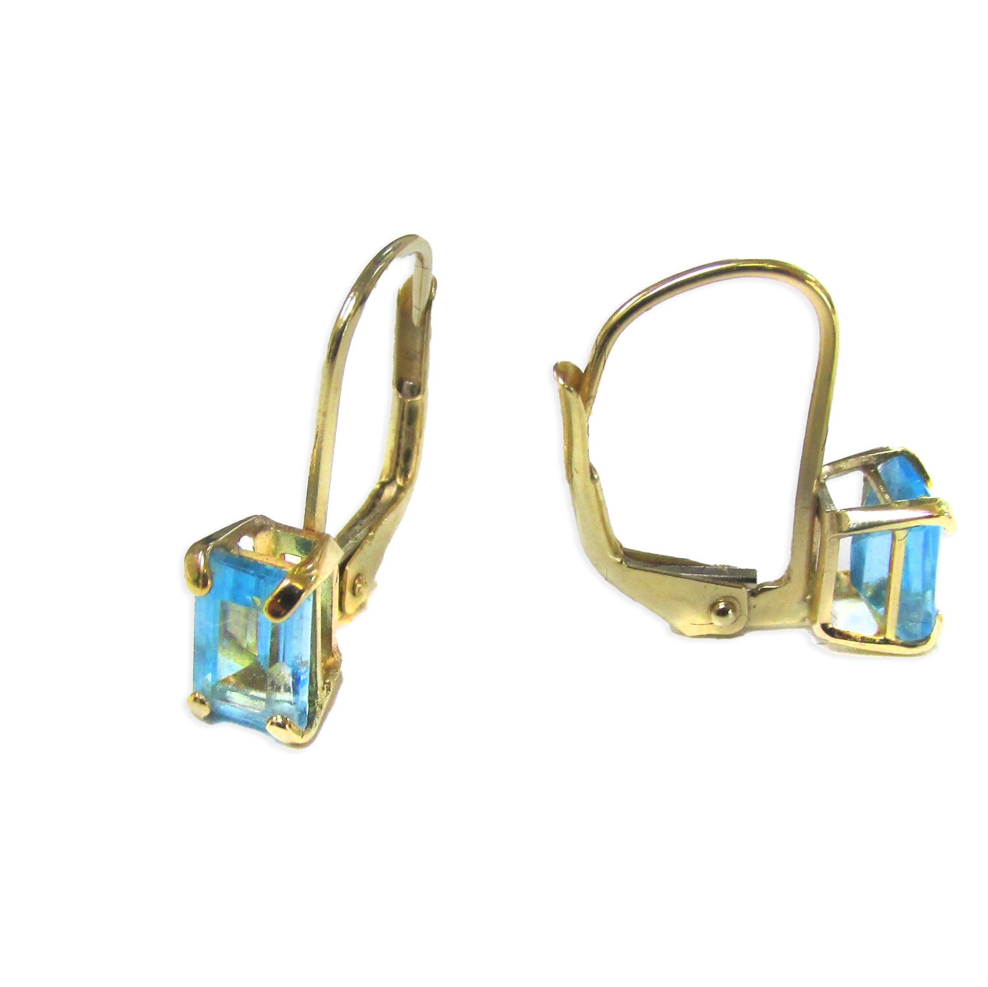 Blue Topaz Earrings Emerald Cut - Thenetjeweler