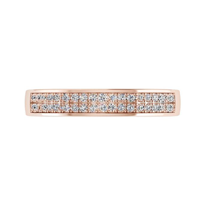 Half Eternity Rose Gold Ring 2 Row Diamonds - Thenetjeweler