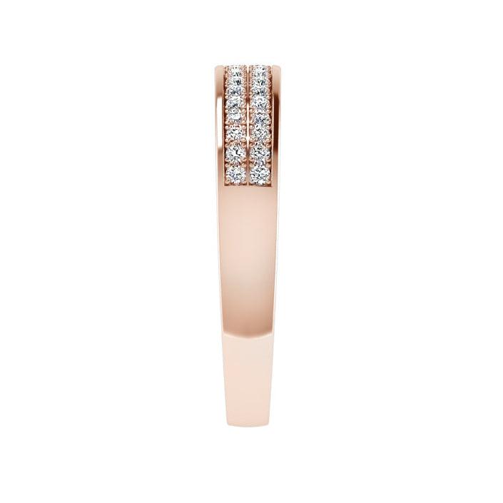 Half Eternity Rose Gold Ring 2 Row Diamonds - Thenetjeweler