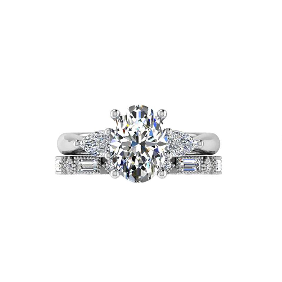 Dot Dash Diamond Band and Engagement Ring - Thenetjeweler