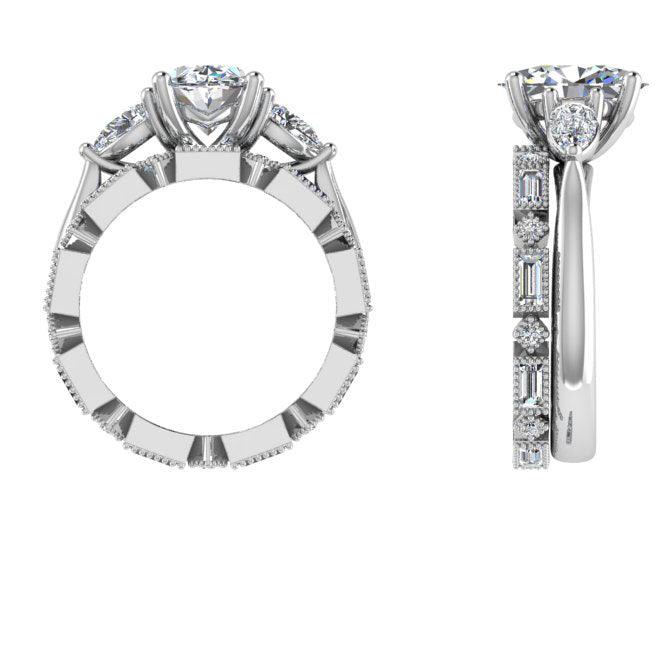 Dot Dash Diamond Band and Engagement Ring - Thenetjeweler