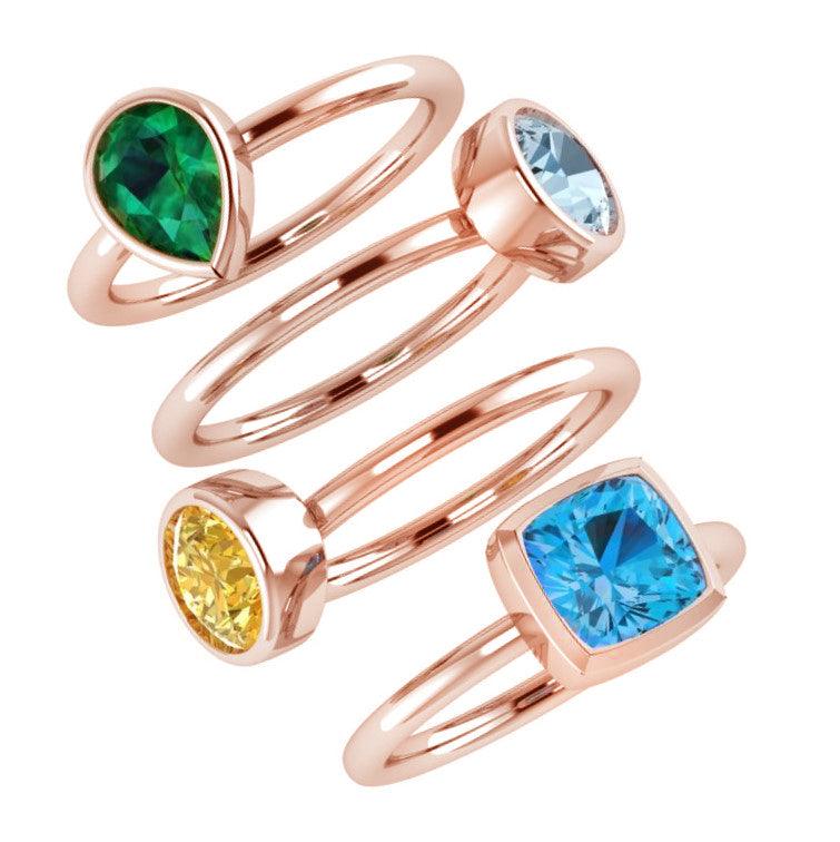 Birthstone Stacking Rings Gold - Thenetjeweler