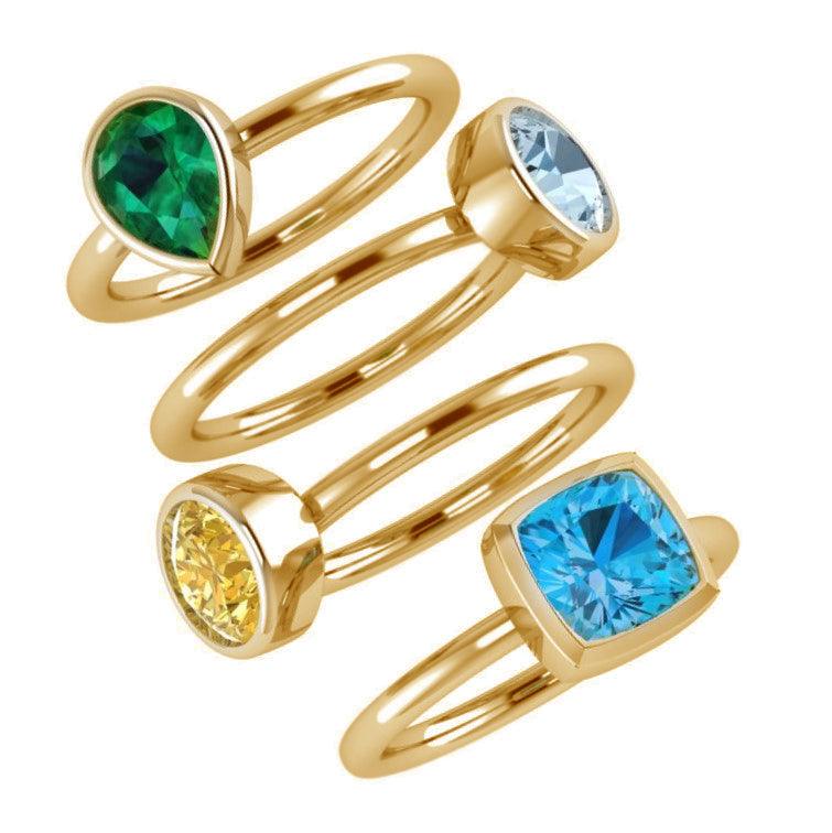 Birthstone Stacking Rings Gold - Thenetjeweler