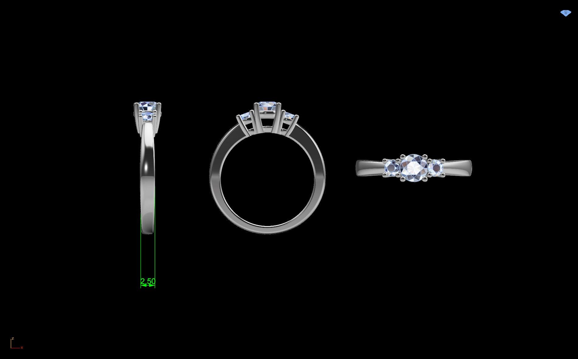 Round Cut Diamond Three Stone Engagement Ring 18K Gold (0.18 ct.t.w). - Thenetjeweler