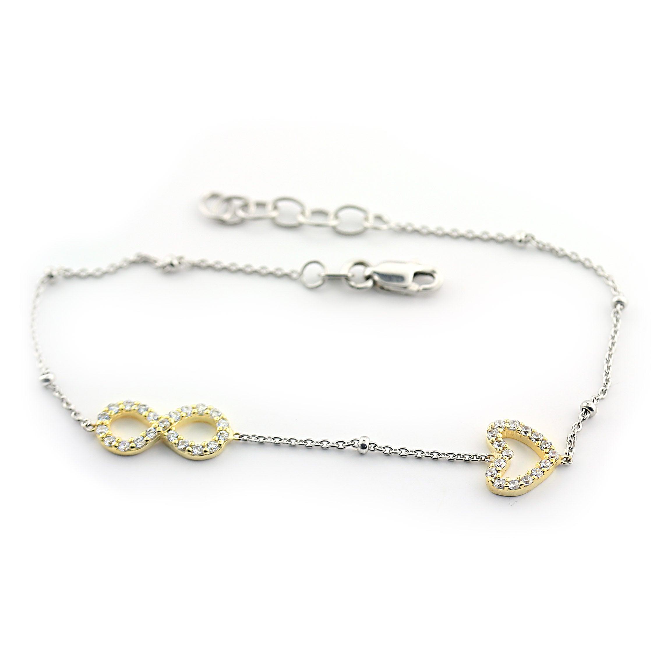 Sterling Silver Infinity Bracelet with Heart - Thenetjeweler