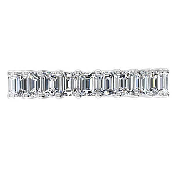 Emerald Cut Diamond Eternity Ring 18K White Gold 3.01 ct.t.w. - Thenetjeweler