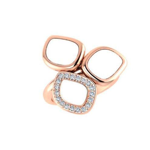 Custom Free Form Mother of Pearl and Diamonds Ring - Thenetjeweler