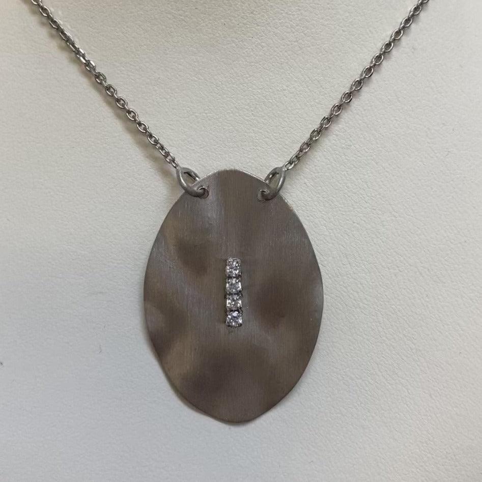 Italian Hammered Sterling Silver Drop Necklace - Thenetjeweler
