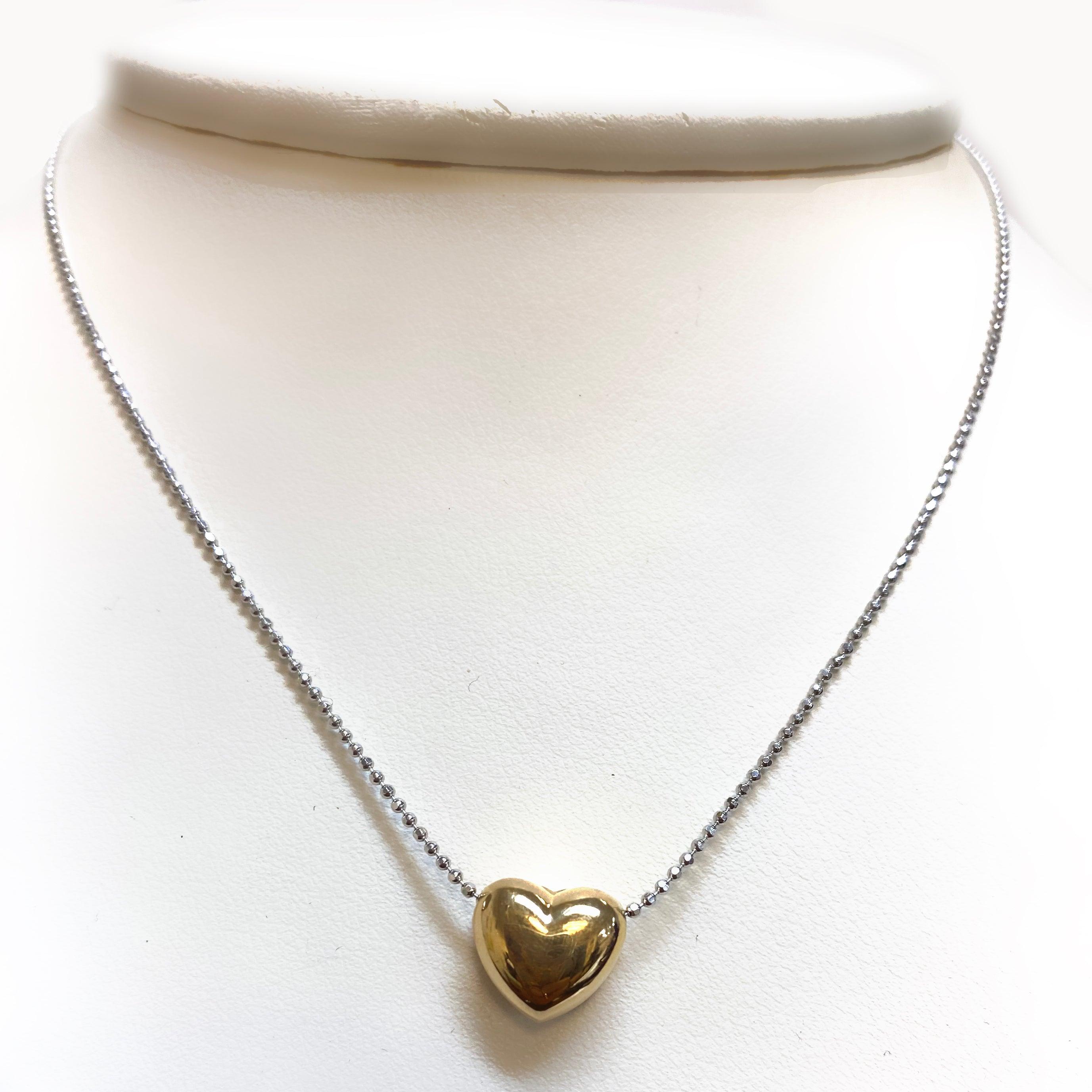 Italian Silver Gold Heart Pendant Necklace - Thenetjeweler