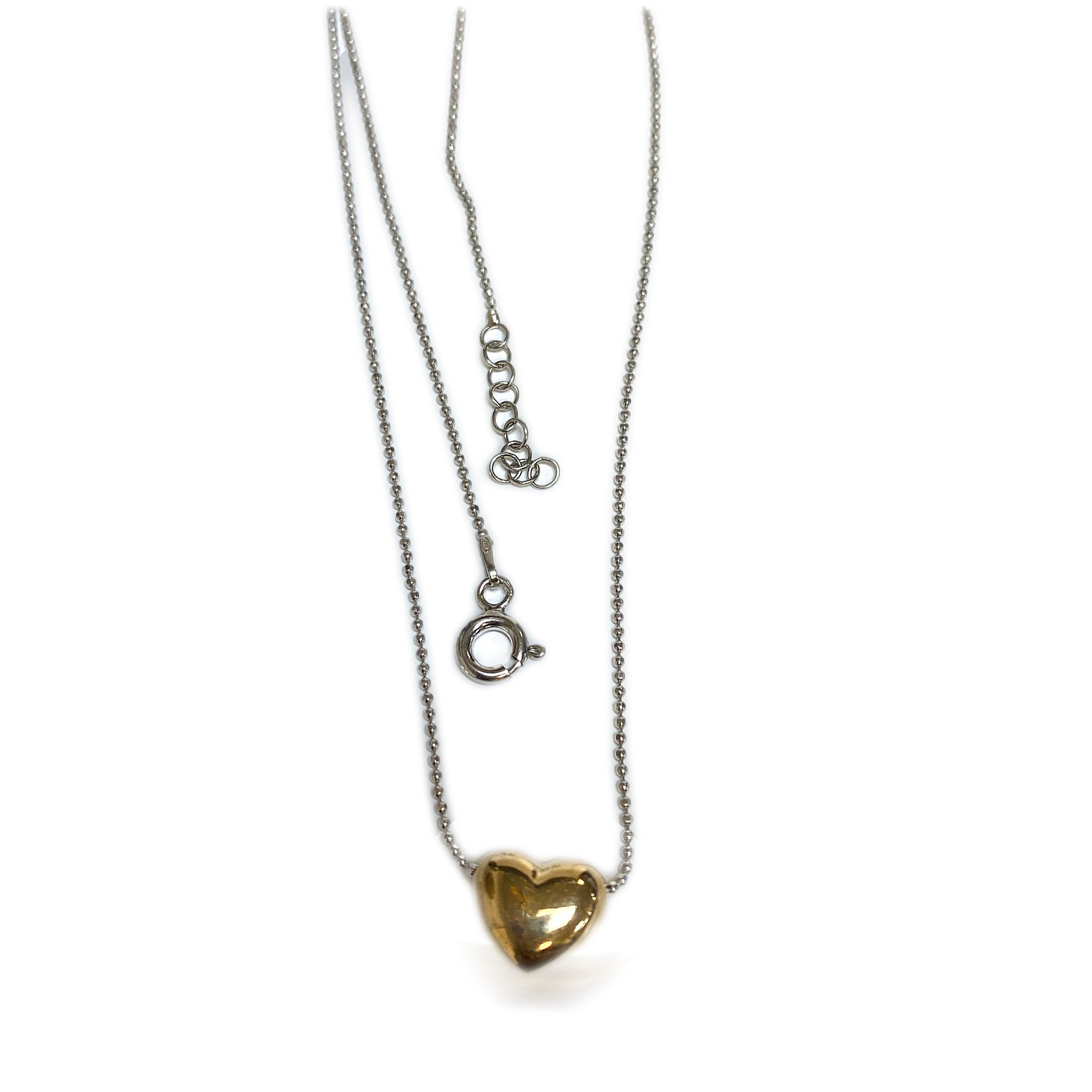 Italian Silver Gold Heart Pendant Necklace - Thenetjeweler