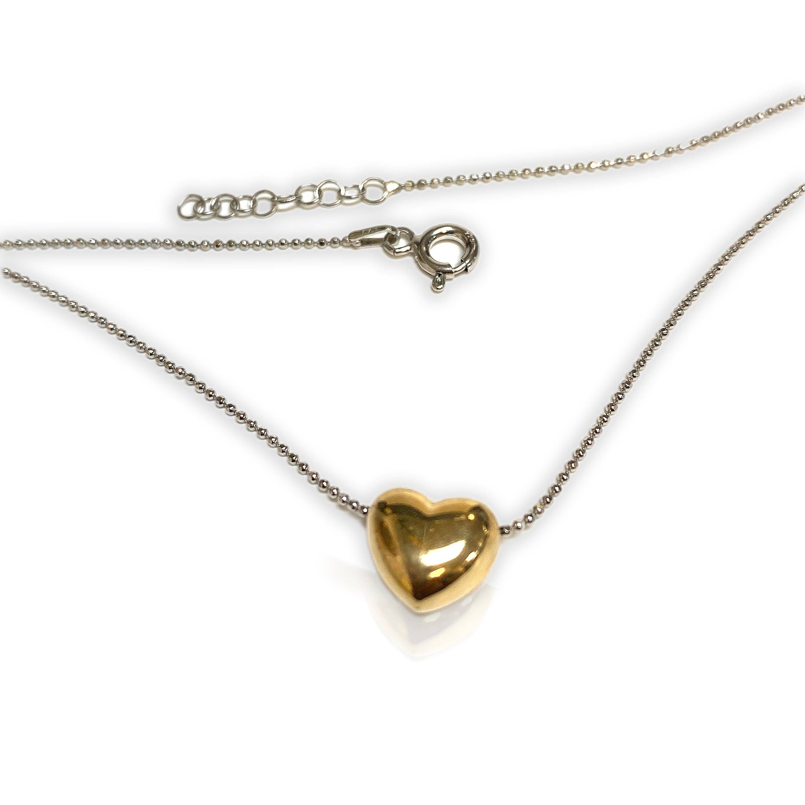 Italian Silver Gold Heart Pendant Necklace - Thenetjeweler