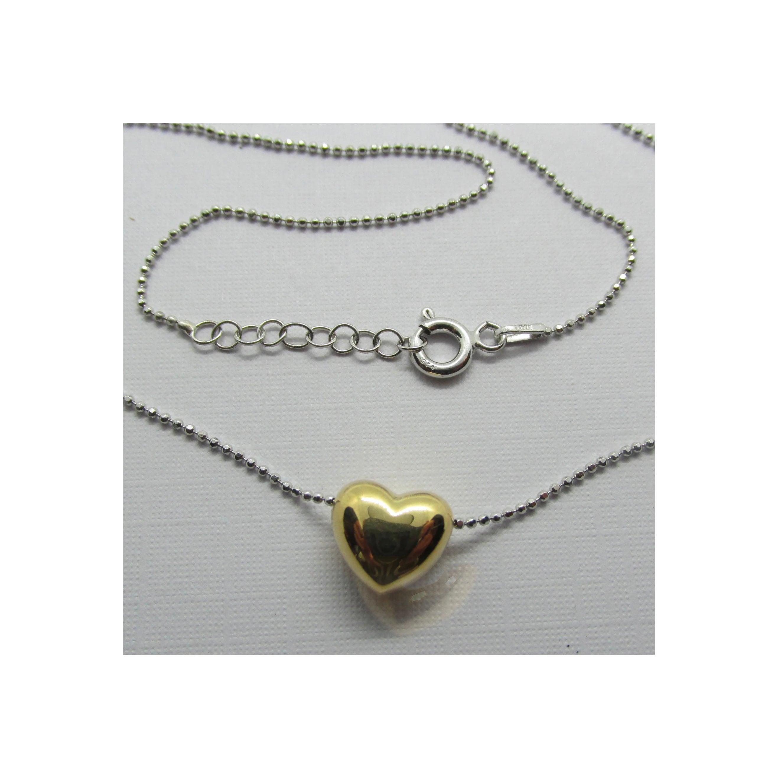 Italian Silver Gold Heart Pendant Necklace - Thenetjeweler