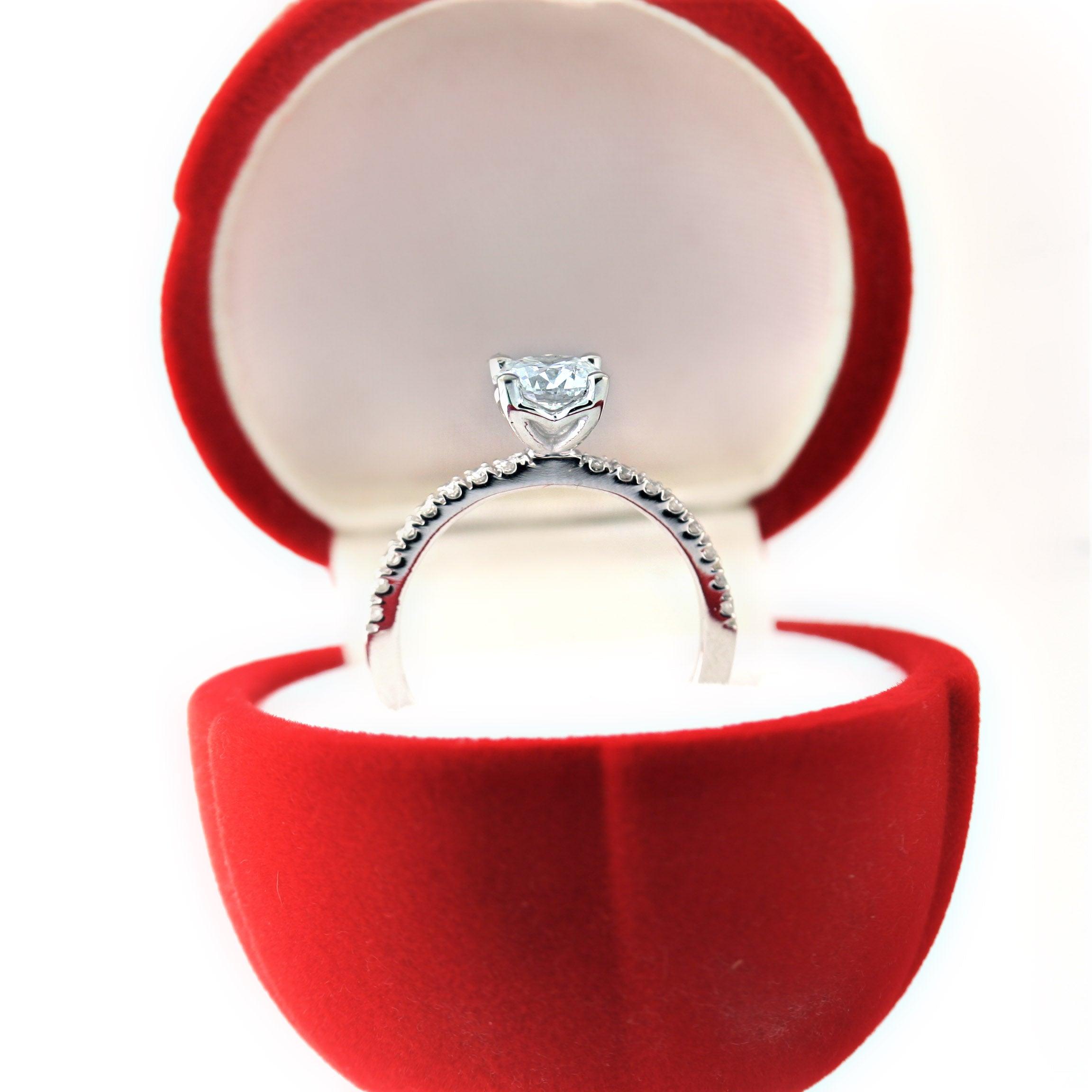 Diamond Engagement Ring with Heart Prongs - Thenetjeweler