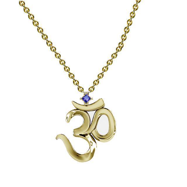 Gold OM yoga Necklace with Gemstone - Thenetjeweler