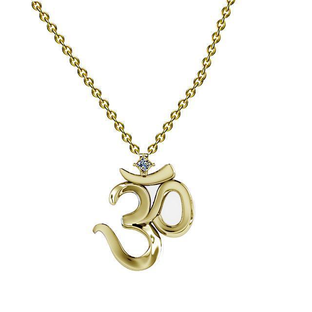 Gold OM yoga Necklace with Gemstone - Thenetjeweler