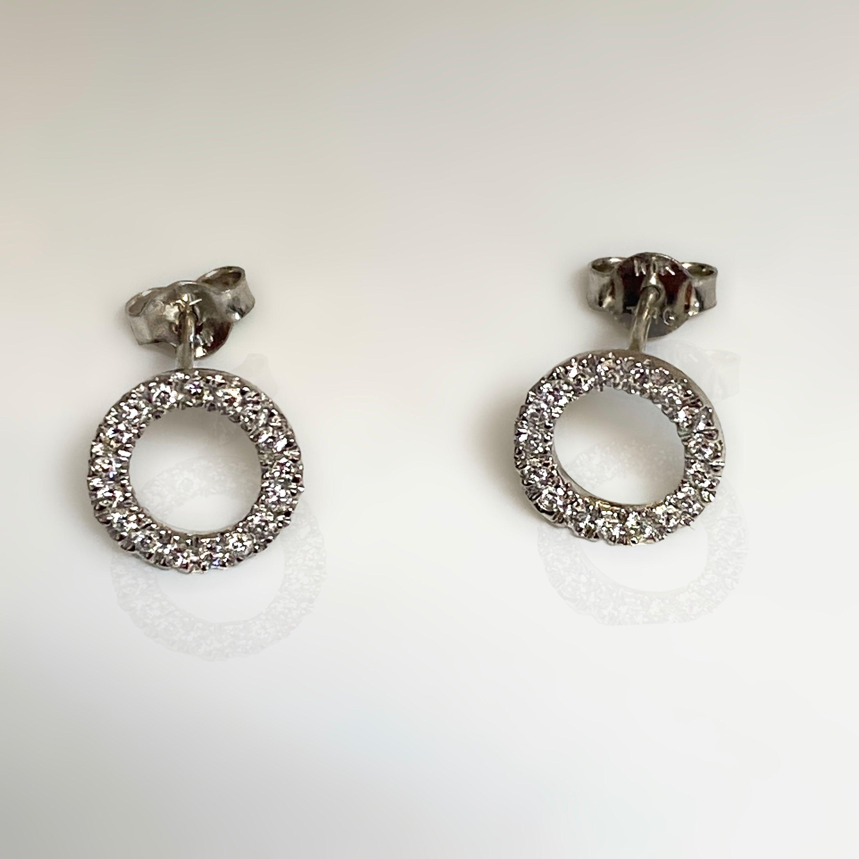 Diamond Open Circle Stud Earrings - Thenetjeweler