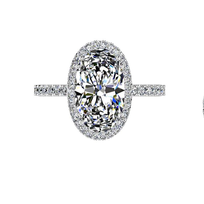 Oval Diamond Halo Engagement Ring - Thenetjeweler