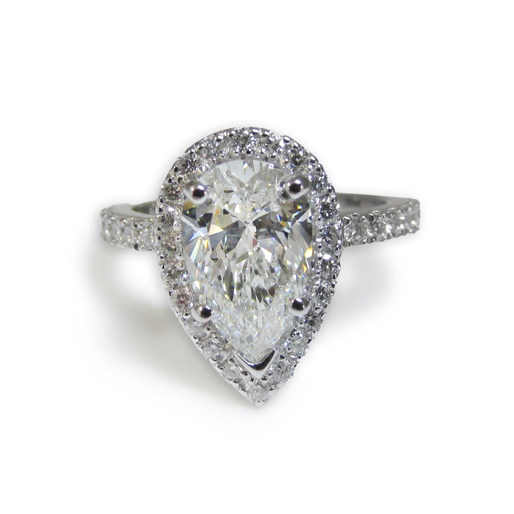 Pear Diamond Halo Engagement Ring - Thenetjeweler
