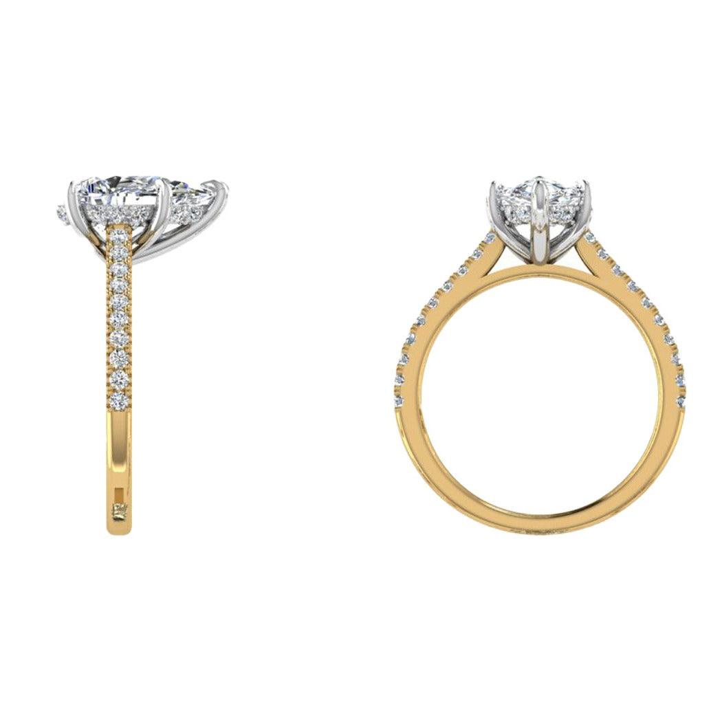 Hidden Halo Pear Engagement Ring Side Stones - Thenetjeweler